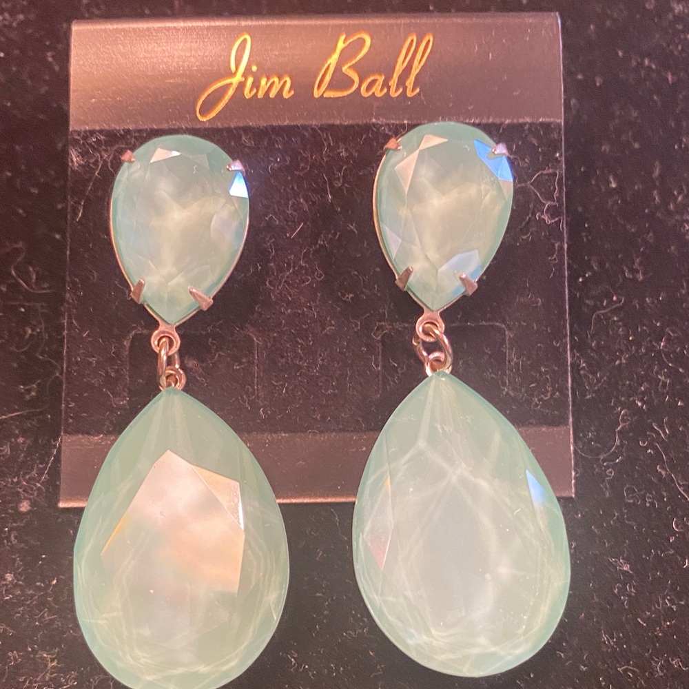 Jim Ball Mint Teardrop Dangle Earrings